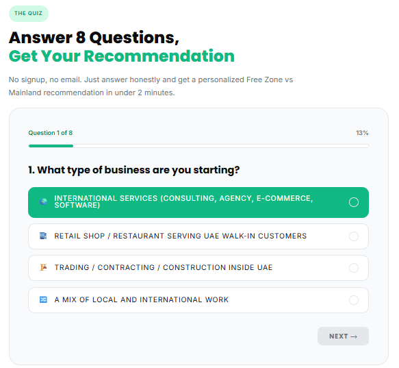 Question 1 Business Type